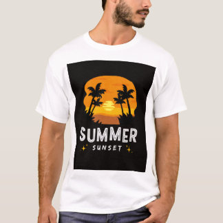 Tropical Summer Sunset Design - Retro Beach Vibes T Shirt