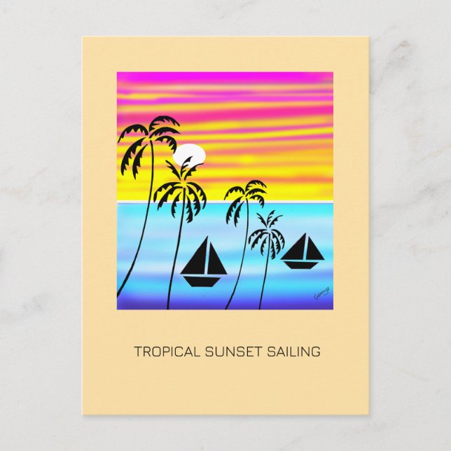 Tropical Summer Sunset Sailing Helg Vykort (Framsida)