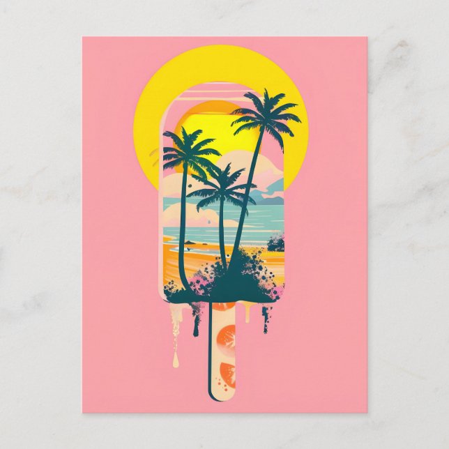 Tropical Summer Sunset Sweets Paradise Helg Vykort (Framsida)