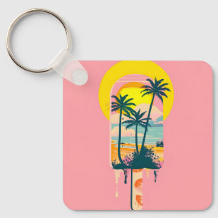 Tropical Summer Sunset Sweets Paradise Nyckelring