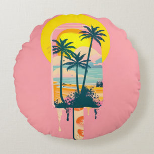 Tropical Summer Sunset Sweets Paradise Rund Kudde