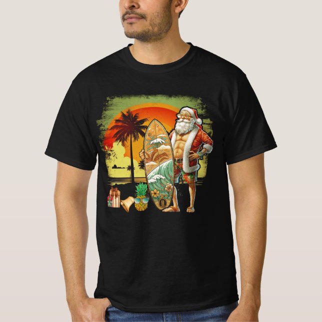 Tropical Summer Surfing Jultomten 6 Pack Christm T Shirt (Framsida)