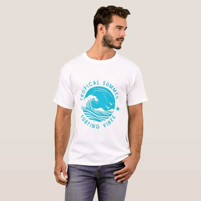 Tropical Summer Surfing Vibes T Shirt (Hel framsida)