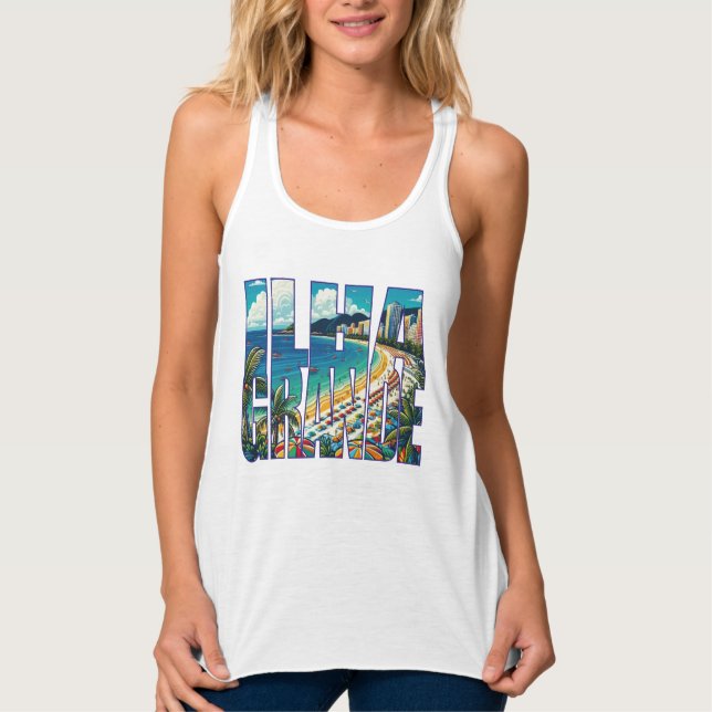 Tropical Summer Tropical Paradise Family Vacation Linne Med Racerback (Framsida)