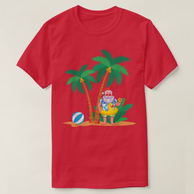 Tropical Summer Vacation Funny Jultomten Christm T Shirt (Design framsida)