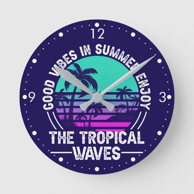 Tropical Summer Vibes-82646 Rund Klocka (Framsida)
