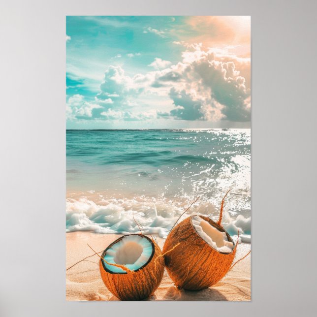 Tropical Summer Vibes Poster - Beach Scene with Co (Framsidan)