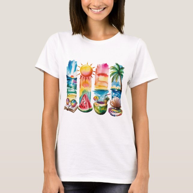 Tropical Summer Vibes - Retro Beach Shirt T (Framsida)