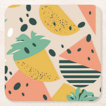 Tropical & Summer Vibes Square Paper Coaster