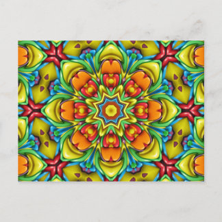 Tropical Sunburst Vintage Fractal Kaleidoskop Vykort