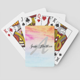 Tropical Sunrise Marble Monogram Personlig Casinokort