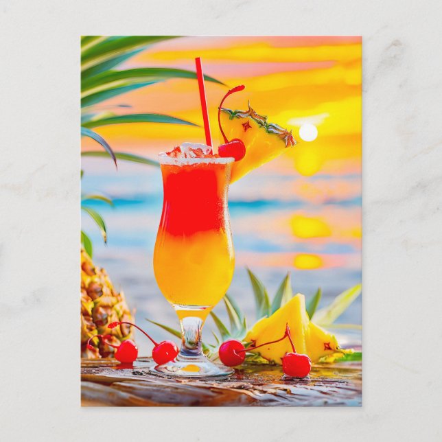 Tropical Sunrise - Sunset Cocktail Helg Vykort (Framsida)