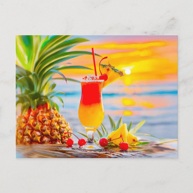 Tropical Sunrise - Sunset Cocktail Helg Vykort (Framsida)
