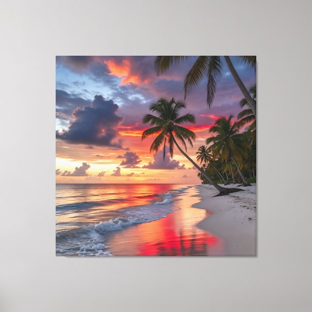 tropical sunset beach canvastryck (Framsida)