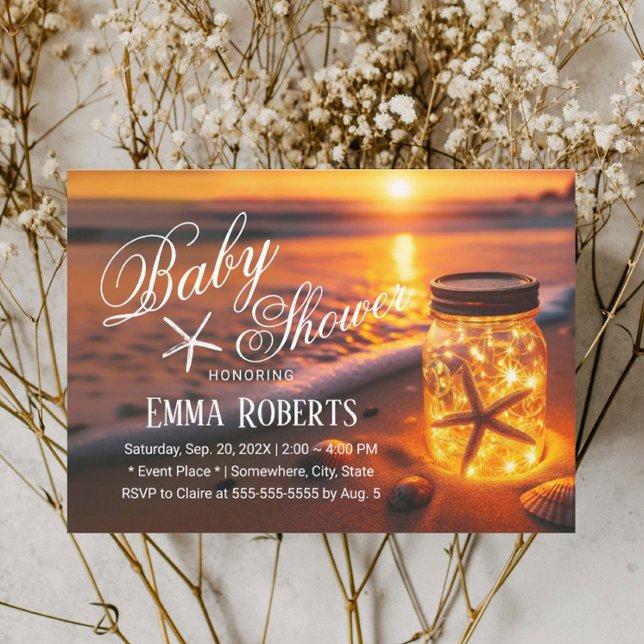 Tropical Sunset Beach Glowing Burk Baby Shower Inbjudningar (Skapare uppladdad)