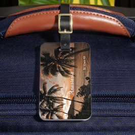 Tropical Sunset Beach Handflatan Träd personalize Bagagebricka