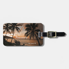 Tropical Sunset Beach Handflatan Träd personalize Bagagebricka