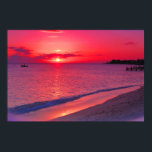 Tropical Sunset Beach Large Wall Poster<br><div class="desc">Bring the warmth and beauty of the tropics into your home with this large tropical sunset beach poster. This breathtaking ocean scene captures the sun slowly dipping below the horizon, painting the sky and sea in glowing shades of crimson, coral, and deep pink. Gentle waves roll onto the sandy shoreline...</div>
