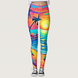 Tropical Sunset Beach Leggings