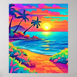 Tropical Sunset Beach Poster