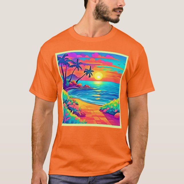 Tropical Sunset Beach T Shirt (Framsida)