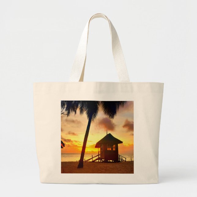 Tropical Sunset Beach Tote Bag Jumbo Tygkasse (Framsidan)