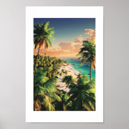 Tropical Sunset Beach - Vibrant Coastal Art Poster