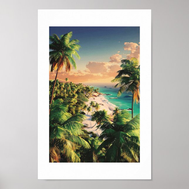 Tropical Sunset Beach - Vibrant Coastal Art Poster (Framsidan)