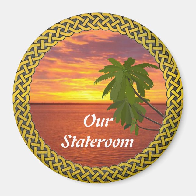 Tropical Sunset Borzed Stateroom Door Marker Magnet (Framsidan)