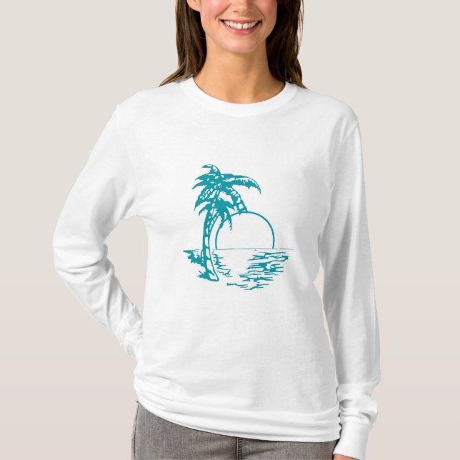 Tropical Sunset Bröllop Tee Shirt (Framsida)
