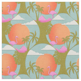 Tropical Sunset Flamingo Tyg