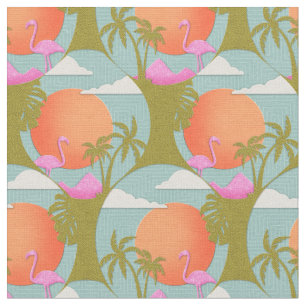 Tropical Sunset Flamingo Tyg