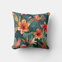 Tropical Sunset Garden Floral Jungle Pattern Kudde