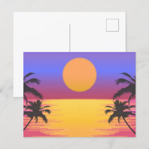 Tropical Sunset Graphic Helg Vykort