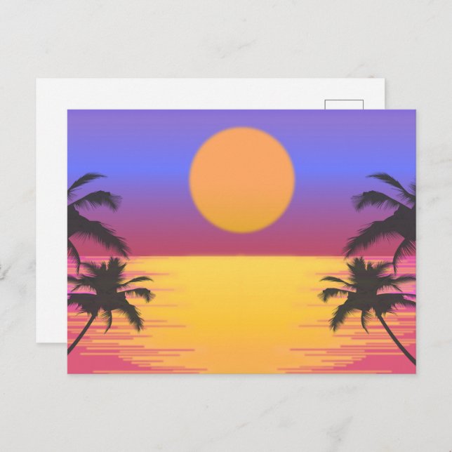Tropical Sunset Graphic Helg Vykort (Fram/baksida)