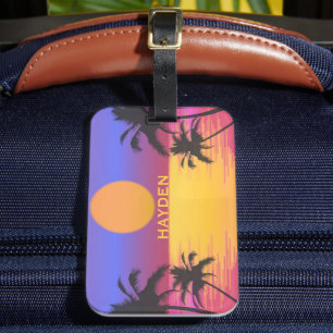 Tropical Sunset Graphic Personlig Bagagebricka