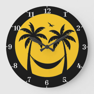 Tropical Sunset Hammock - Minimal Handflatan Träd Stor Klocka