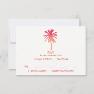 Tropical Sunset Handflatan Träd Beach Wedding OSA Kort