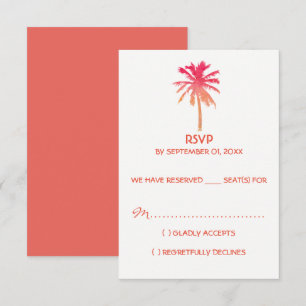 Tropical Sunset Handflatan Träd Beach Wedding OSA Kort