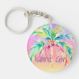 Tropical Sunset Handflatan Träd Island Girl