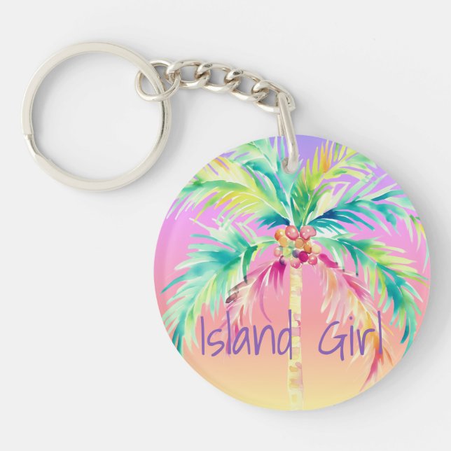 Tropical Sunset Handflatan Träd Island Girl (Framsidan)