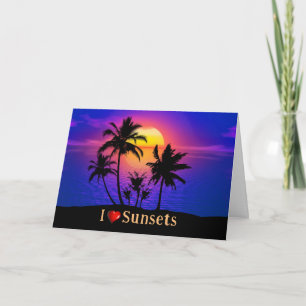 Tropical Sunset Handflatan Träd Kort