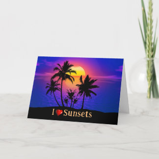 Tropical Sunset Handflatan Träd Kort