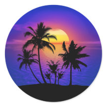 Tropical Sunset Handflatan Träd