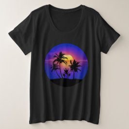 Tropical Sunset Handflatan Träd T Shirt