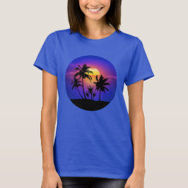 Tropical Sunset Handflatan Träd T Shirt