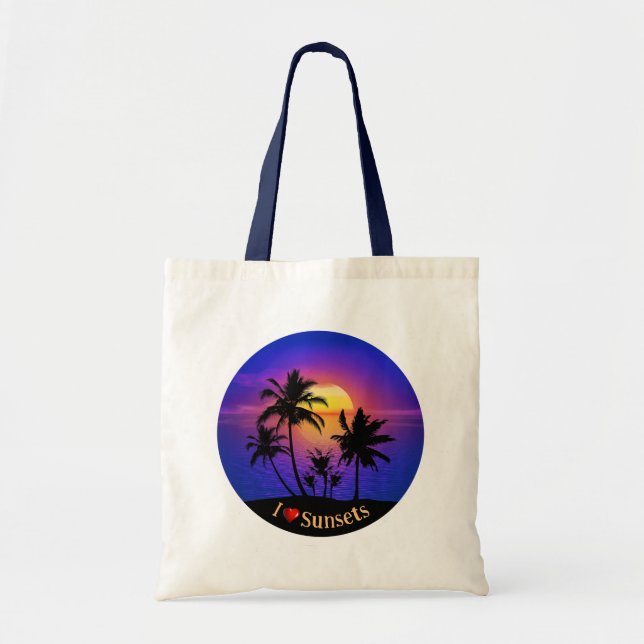 Tropical Sunset Handflatan Träd Tygkasse (Framsidan)