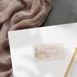 Tropical Sunset Island Beach Watercolor Wedding Adressetikett