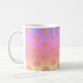 Tropical Sunset Island Girl Rosa Handflatan Träd M Kaffemugg