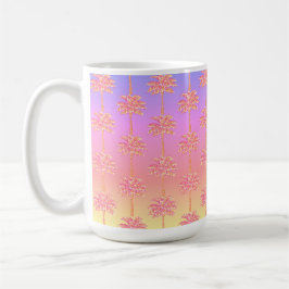 Tropical Sunset Island Girl Rosa Handflatan Träd M Kaffemugg